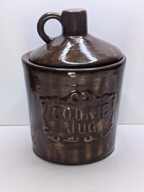 Brown Ceramic Cookie Jug Jar With Lid Rustic Kitchen Canister Cream Interior
